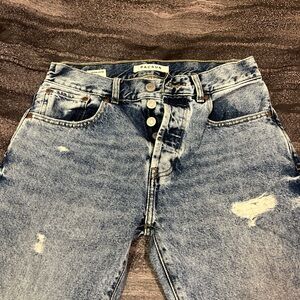 PacSun Blue Flare Wide Leg Jeans with Vintage Distressing